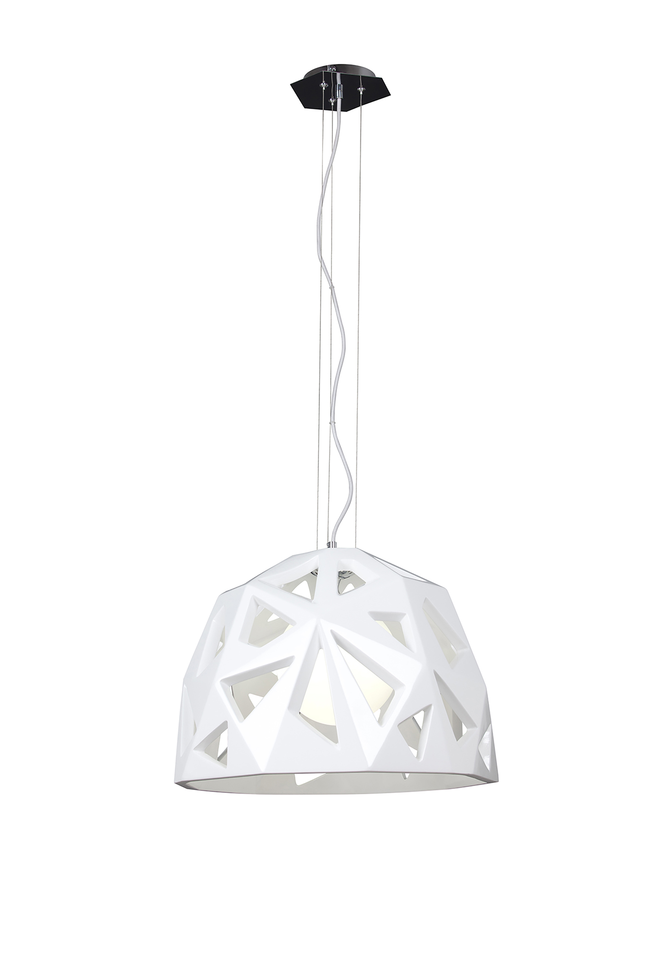 M3730  Facette Pendant 1 Light Gloss White